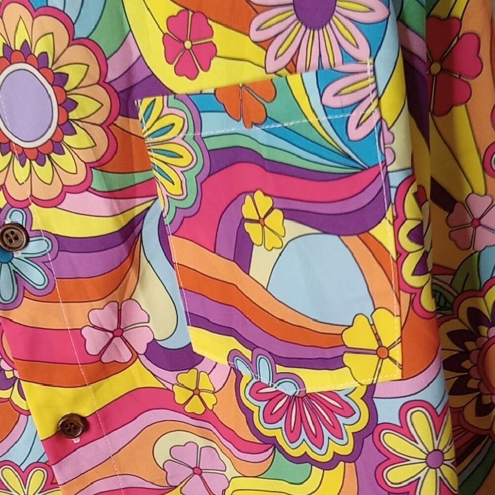 Mainfini Men's Size XL Vibrant Multicolor Button Down Shirt. Hippies - Picture 5 of 9